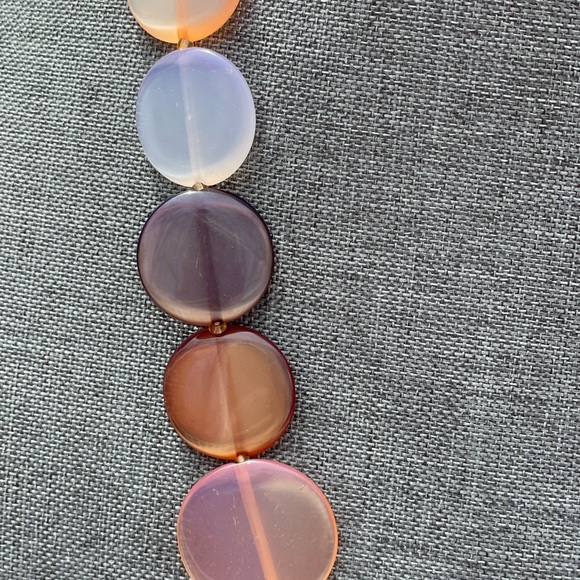 Boho ombré necklace with flat discs in BBC all shades of peach to brown 12” - Picture 3 of 7